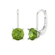 2 ct Round Cut Natural Peridot Drop Dangle Gift Earrings Solid 14k White Gold