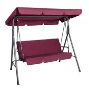 Outdoor Garden Hammock Swing 3 Seater Chair - Wine Red
