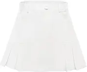 [Kukume] 2024 Girl's Denim Skirts Elastic Waist Pleated Toddler Girls Jean Skirt Size 10-12