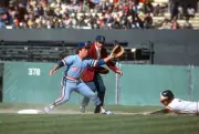 Bump Wills Texas Rangers takes the throw down at second base v the- Old Photo