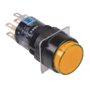 AL6M-A21PA Amber 16mm 5VDC Latching illuminated Push Button Switch IP65 DPDT