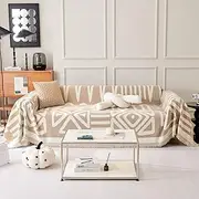 VClife Boho Sofa Cover Sofa Slipcover Thick Chenille White Cream Khaki Couch Cover for 3-4 Cushion Couch Sofa Reversible Universal Couch Cushion Cover XXL Sofa Protector for Dog Cat 91"x150"