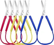 6 Pcs Loop Scissors, 8 inch, Spring Scissors Mini Training Loop Scissors for Special Needs Supplies Children Teen Adult Elderly, Adaptive Design, Right & Lefty Support, Easy-Open Squeeze Handles