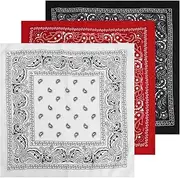 [Cilzephyr] 3 Pcs Paisley Bandana, Multi-Purpose Bandana Headband, Square Scarf Headwear Face Mask for Women and Men