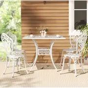 Elegant 5-Piece Cast Aluminum Patio Dining Set - White