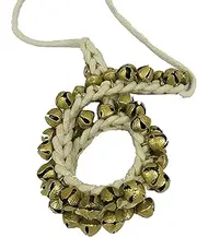 [Kunal Art & Crafts] Dancing Ghungroo Kathak bells anklet white soft String pair (50 + 50) Classical Kathak Big dancing brass bells (16 NO.) anklet tied to string for classical dance