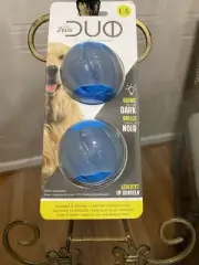 ZEUS DUO BALL DOG TOY WITH GLOW IN THE DARK & SQUEAKER - Small - 2 PACK - 2.5 IN