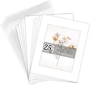 Golden State Art Pack of 25 White Pre-Cut 16x20 Picture Mat for 11x14 Photo with White Core Bevel Cut Mattes Sets. Includes 25 High Premier Acid Free Mats & 25 Backing Board & 25 Clear Bags