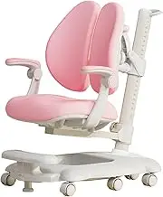 BXKCFYBSQ Children's Desk and Chair with Wheels Children's Computer Desk and Chair Adjustable Height and Depth Children's Learning Chair Suitable for Boys and Girls Aged 3-18 (Color : Pink)