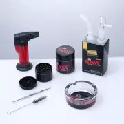 8 in 1 Smoking Kit Gift Set Lock Hard Case Refill Lighter Grinder Smoke Pipe