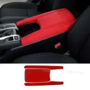 Central Console Red Alcantara Suede Armrest Box Cover For Honda Civic 2016-2021 (for: Honda Civic)