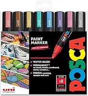 Posca PC-5M Paint Markers Art Pens 1.8-2.5mm Set of 8 Metallic Paint Pens in Gift Box