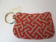 Gameday Cuff Clutch by Mud Pie, Tangerine/Tan with Blue/White Bangle, NWT
