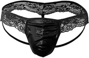 [Generic] Men's Lace Frilly Thong Panties Bikini Briefs T-Back Thongs G-String Underwear