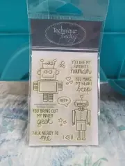 NWT Technique Tuesday Cling Mount Stamp Set Robots Electronics Geek