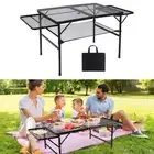 Folding Grill Table Camping Table Portable Carry Handle with Storage Picnic