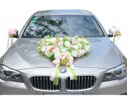 2Pcs Ribbon Flower for Wedding Artificial Rose Wedding Car Decoration Flower Mir