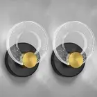Modern LED Wall Sconces Set of Two 5.9'' Round Bubble Crystal Wall Sconce Bla...