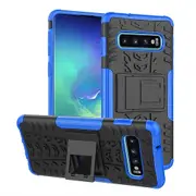 For Samsung Galaxy S10+ /S10 Plus Case, Kickstand Shockproof Heavy Duty Tough Protective Rugged Cover (Blue)