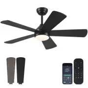 46In Ceiling Fans with Lights - Black Outdoor Ceiling Fan Light with Remote a...