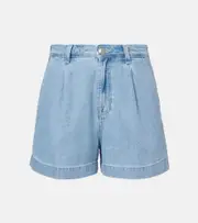 [7 For All Mankind] 7 For All Mankind Hana pleated denim shorts UK 12 blue