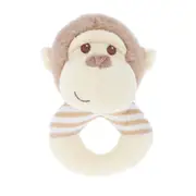 Keeleco Baby 14cm Monkey Ring Rattle Animal Stuffed Plush Kids Toy Beige 0m+