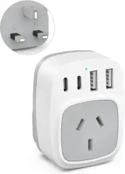 Yundian UK Travel Adapter,Au to UK Travel Plug with 2 USB C Ports and 2 USB a Fa
