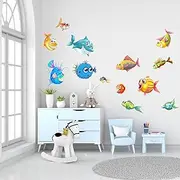 AnFigure Marine Animal Wall Stickers for Kids Baby Babies Childrens Wall Decals Nursery Playroom Daycare Bathroom Bedroom Wall Stickers Shark Sea Dolphin Fish Sea Ocean Beach Nautical Home Wall Decor