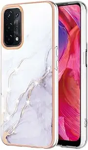 [SATURCASE] Case for Oppo A54 5G / A74 5G / A93 5G / A93S 5G, Beautiful Marble Ultra Thin Soft TPU Silicone Border PC Panel Protective Back Cover for Oppo A54 5G / A74 5G / A93 5G / A93S 5G (YJ-3)