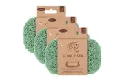 3x Eco Basics Soap Riser Dish Elevator Holder Storage Bath Sink Organiser Olive