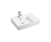 600*420*120mm FIE Petra Gloss White Ceramic Rectangle Left/Right Hand Wall Hung Basin