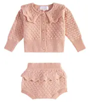 [C'era Una Volta] C'era Una Volta Baby Francesca cardigan and shorts set M 18 pink