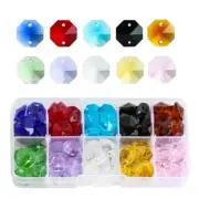 100pcs Glass Octagon Beads Colorful Crystal Chandelier Part Replacement Loose