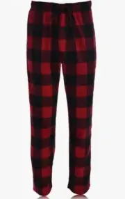 Hanes Men's Microfleece Plaid Sleep Pant, Red Buffalo, XL