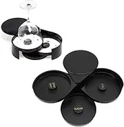 3 Tier Bar Glass Rimmer for Margarita and Cocktail, 3 Tray Black Plastic Glass Rimming Bartender Tool, Bar Salt and Sugar Rimmer for Drinks