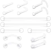 [LAURITAMI] Plastic Nose Piercing Retainer Plastic Transparent Piercings Lip Bioflex Lip Piercing Plug Silicone