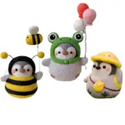 Catzon Penguin Doll Needle Felting Hand Spinning DIY Craft Materials Pack of 3-F