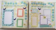 2 Scrapbooking Pages Pre-made 12x12 Hand Cut Crafted Birds Bees Flowers & Trees