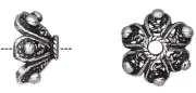 6 Antiqued Silver Plated White Brass 11x6mm Fancy Bead Caps to Fit 10-12mm Beads