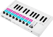 M-VAVE MIDI Controller for Music Production Upgraded MIDI Keyboard Portable Rechargeable Arrangers Keyboard RGB Pad Keyboard SMK-25II White Built-in Battery
