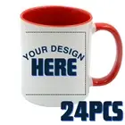 24pcs 11oz Inner Handle Red Mug Custom Design & Text for Promotional Gift
