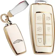 Key Fob Cover Fit for Genesis GV70 GV80 Key Case Keychain Key Shell Soft TPU Accessories Protector 6 Button White B