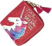 [AOKWAWALIY] Cute Cartoon Design Wallet 1pc PU Zipper Wallet Red Compact for Daily Use Student and Lady-Friendly