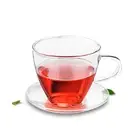 Lots Tea Coffee Cup Set - Heat Resistant Glass Tea Cup with Glass Saucer 160ml