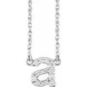 14K White 1/8 CTW Natural Diamond Lowercase Initial A 16" Necklace