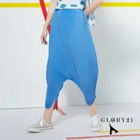 在飛比找momo購物網優惠-【GLORY21】速達-網路獨賣款-壓摺燈籠褲(淺藍)