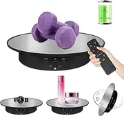 7.9" Mirror Motorized Rotating Display Stand Turntable with Remote & Battery Operated 17.6 LB,Photography Turntable Rotating Platform Lazy Susan (Black)
