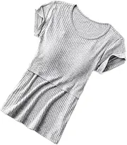 [WATIIFUFU] 1pc Maternity Vest Top Children's Pajamas Nursing Pajamas Pregnancy Overalls for Women Maternity Short Sleeve Maternity Dress Maternity Dresses Summer Nursing Wear Grey Modal, Grey, 2