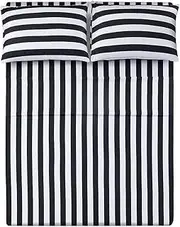 Best Season Queen Size Stripe Sheet Set-4 Piece Super Soft Microfiber Bedding-Deep Pocket, Stain, Fade & Wrinkle Resistant(Black&White)