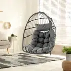 Garden Pool Deck Tree Hanging Swing Egg Chair with Head Pillow & Seat Cushion